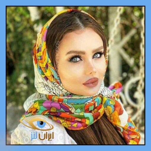 تصویر رنگ لنز لنا بلو روی چشم مدل