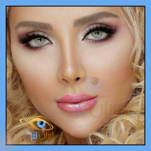 رنگ لنز طوسی سبز روی چشم مدل