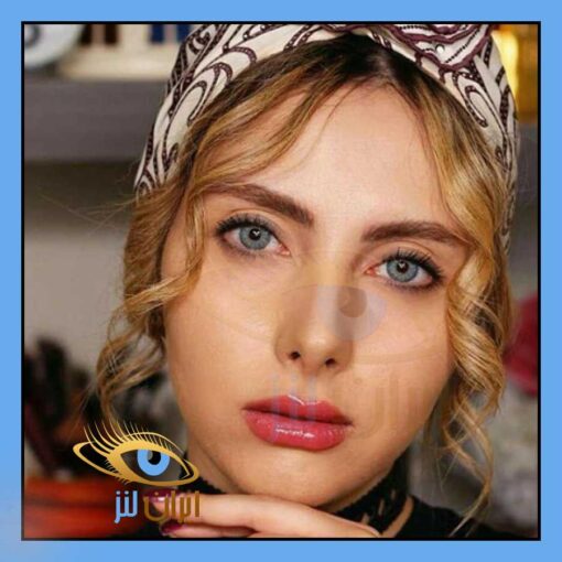 تصویر رنگ لنز لنا بلو روی چشم مدل