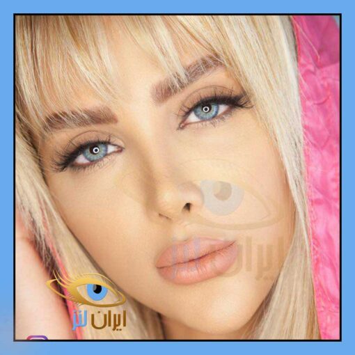 تصویر رنگ لنز لنا بلو روی چشم مدل
