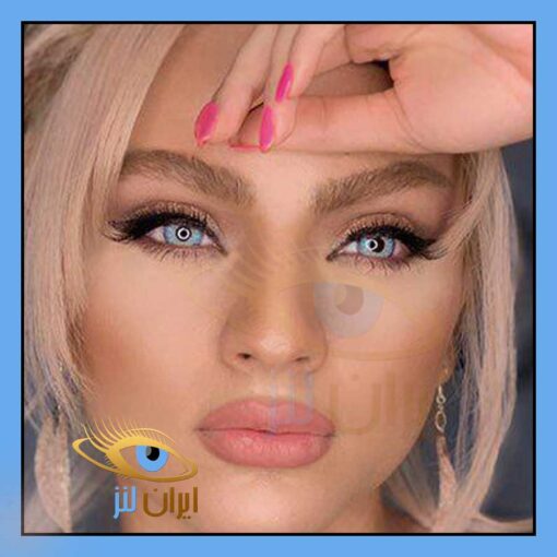 تصویر رنگ لنز لنا بلو روی چشم مدل