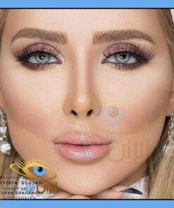 رنگ لنز طوسی سبز روی چشم مدل