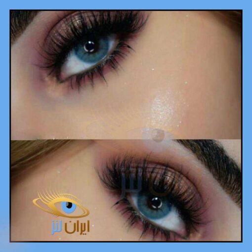 رنگ لنز بلو روی چشم مدل